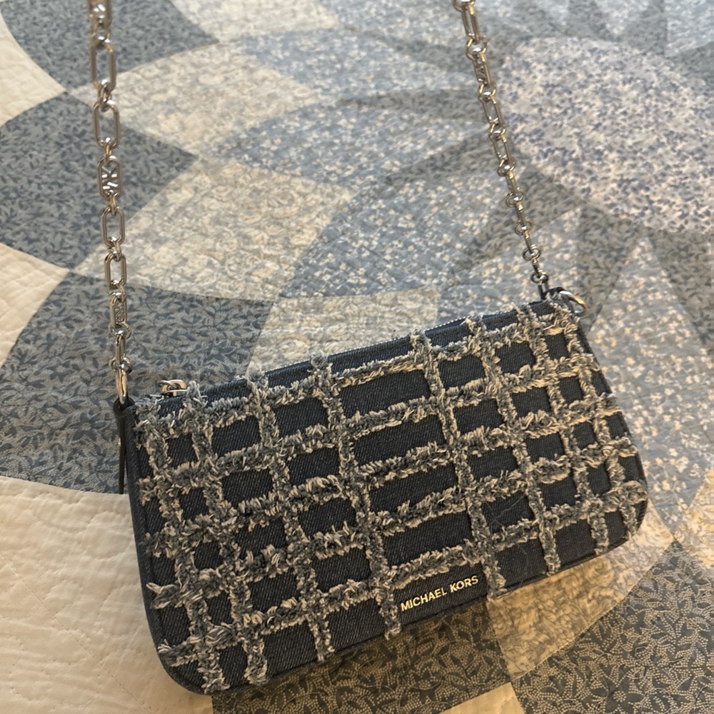 Michael Kors Blue Tweed Crossbody Bag